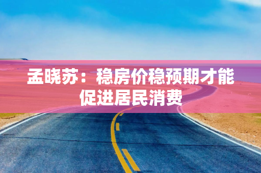 孟晓苏：稳房价稳预期才能促进居民消费