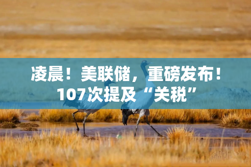 凌晨！美联储，重磅发布！107次提及“关税”