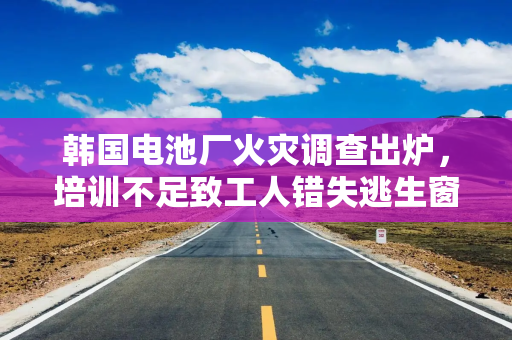 韩国电池厂火灾调查出炉，培训不足致工人错失逃生窗口