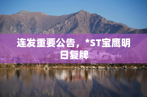 连发重要公告,*ST宝鹰明日复牌