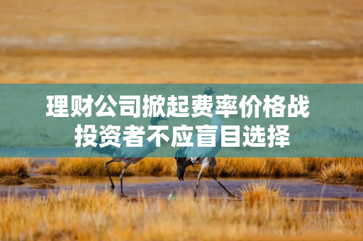 理财公司掀起费率价格战 投资者不应盲目选择