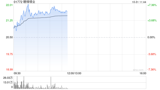 赣锋锂业早盘涨超5% 第三季度毛利率环比大降