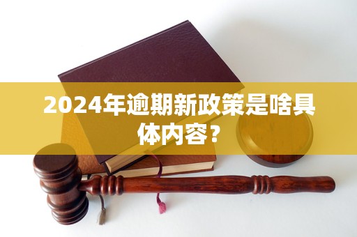 2024年逾期新政策是啥具体内容？