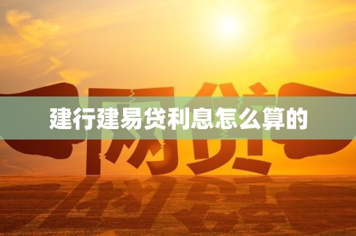 建行建易贷利息怎么算的