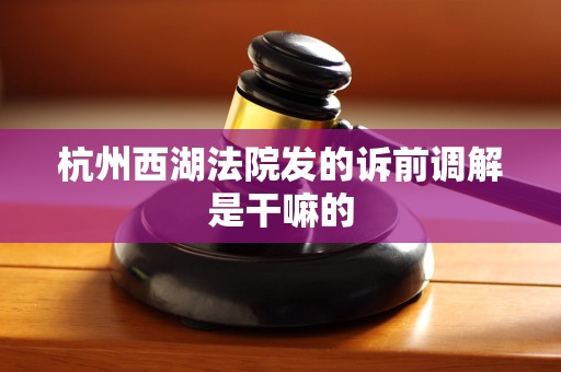 杭州西湖法院发的诉前调解是干嘛的