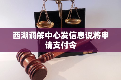 西湖调解中心发信息说将申请支付令