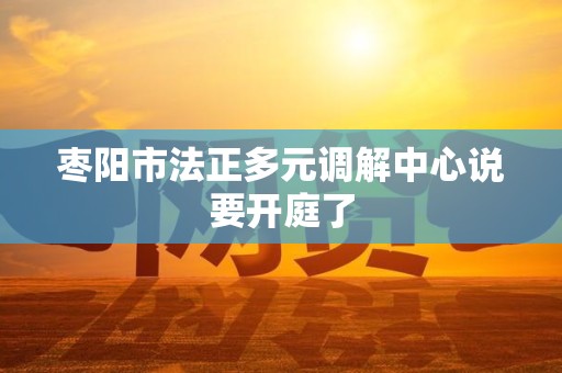 枣阳市法正多元调解中心说要开庭了