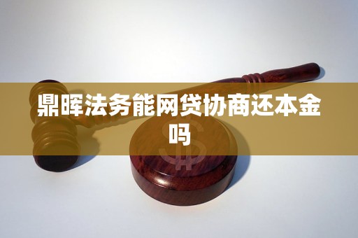 鼎晖法务能网贷协商还本金吗